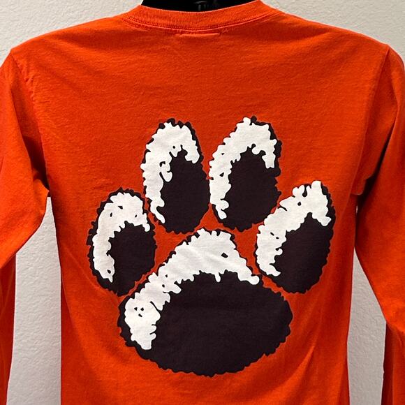 Vintage 90s Auburn University Tigers T Shirt College Long Sleeve Orange S Small - Picture 9 of 9